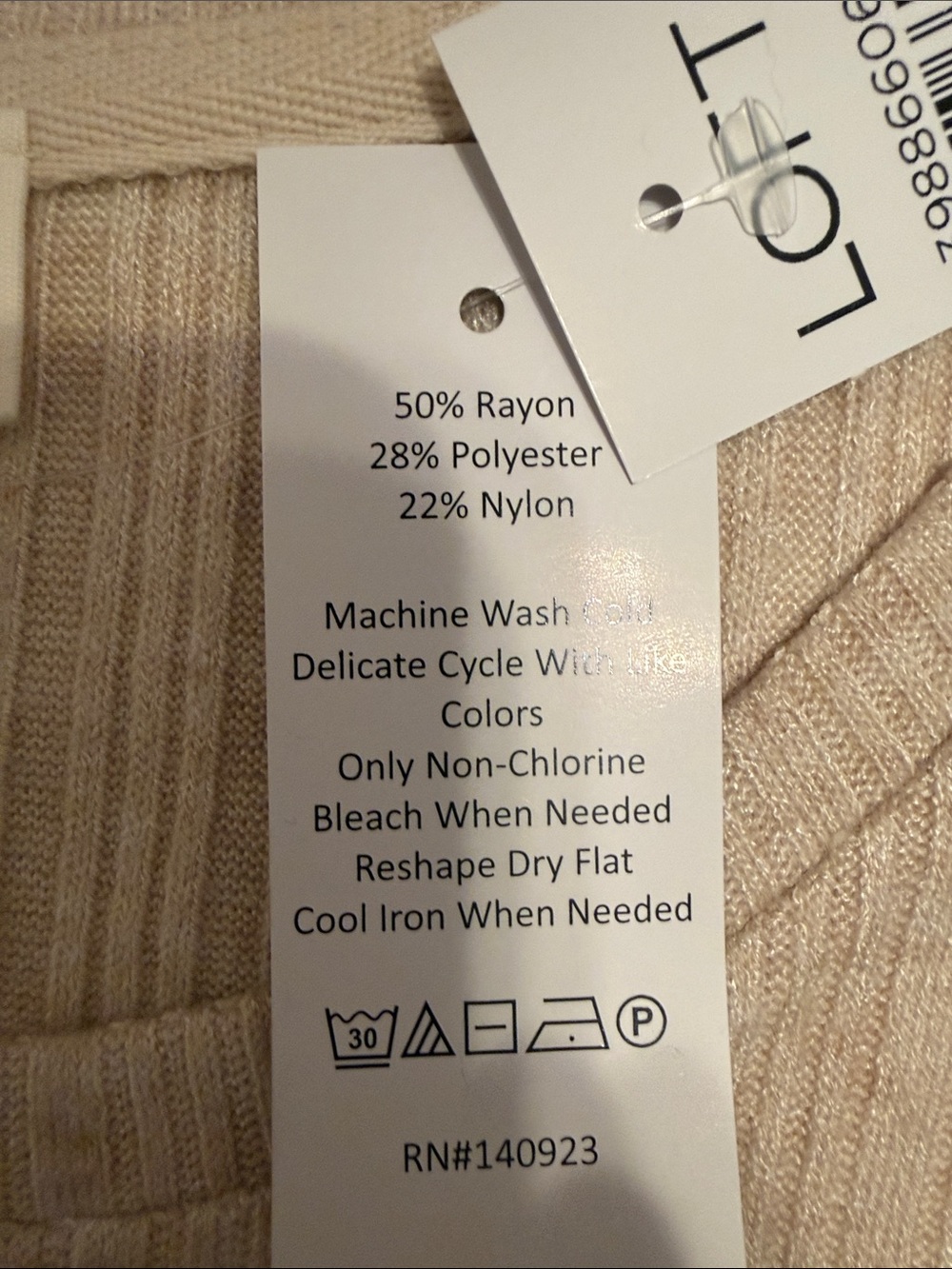 Lou & Grey Ribbed Sleep Top & Pant Set - Beige - Picture 3 of 4